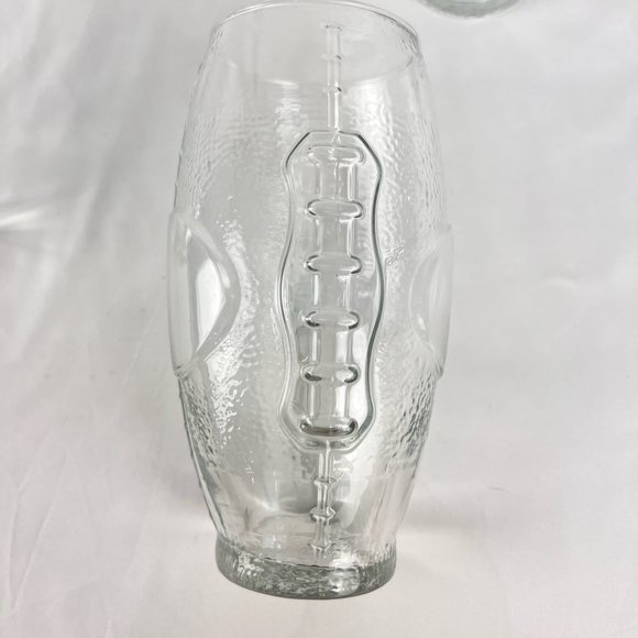 4 Clear Glass 23 Oz Textured Football Shape Drinks Glasses USA Greenbrier - Picture 4 of 9